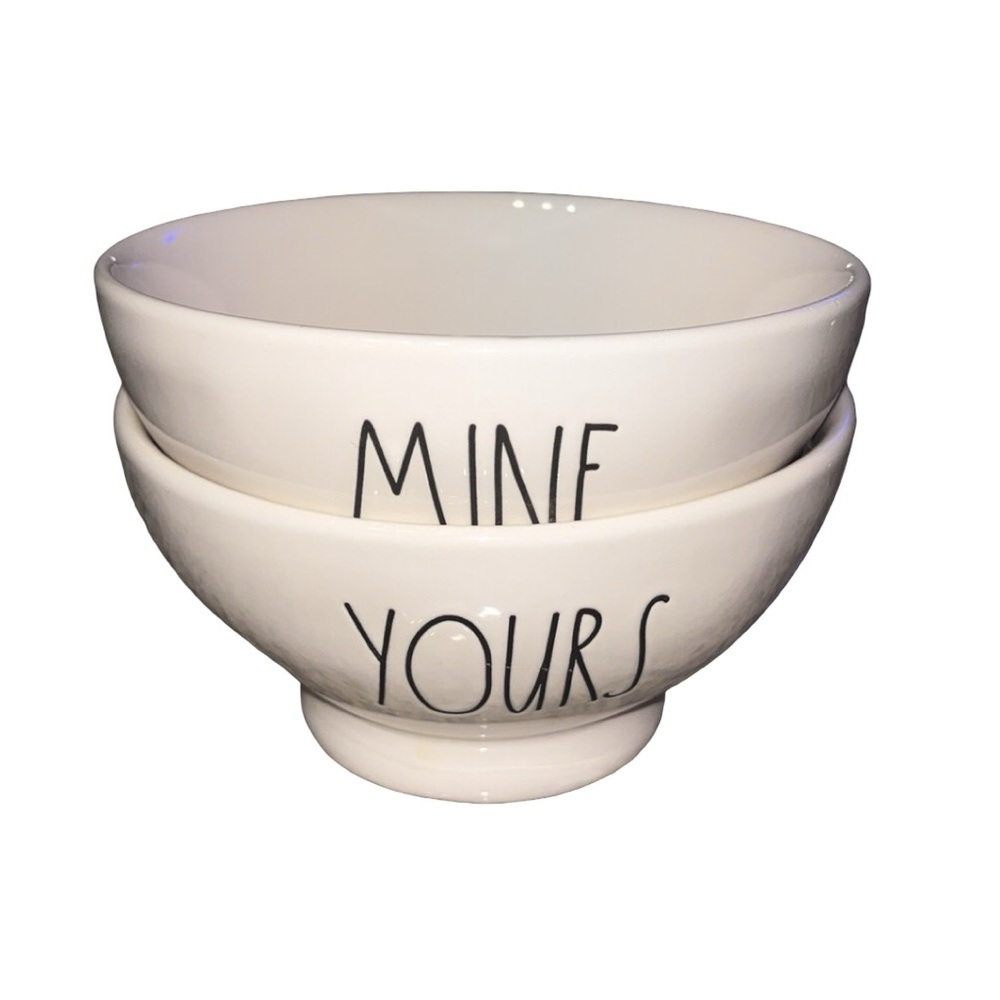 Rae Dunn Bowls Yours Mine‎ Cereal Soup Artisan Collection Set of 2